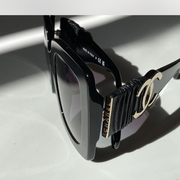 CHANEL Acetate Calfskin Square Sunglasses 5474-Q in Black - Picture 5 of 8